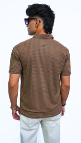 Men's Walnut brown 3D Textured Imported polo shirt
